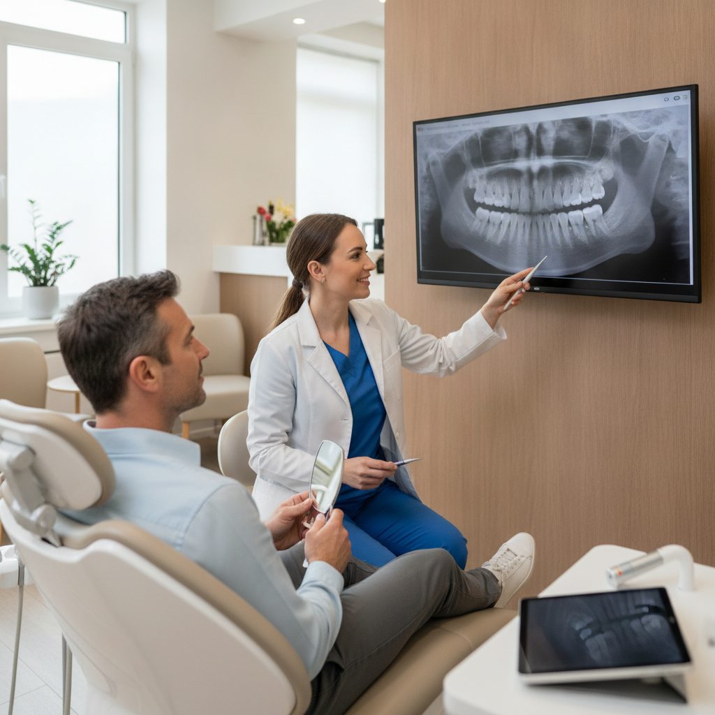 Patient consulting with a periodontist about gum recession options